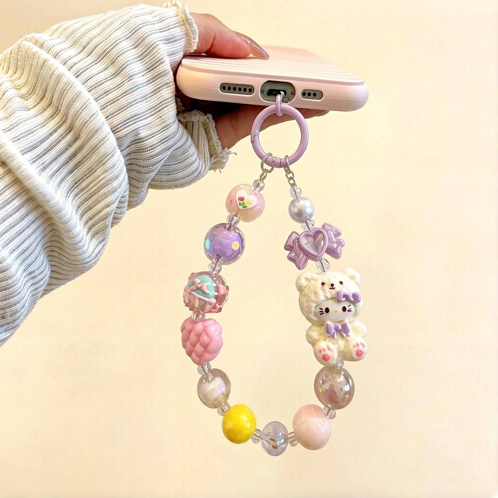 LP004-Handmade Beaded Phone Charm | Cute Y2K Phone Strap | Kawaii Cell Phone Accessory