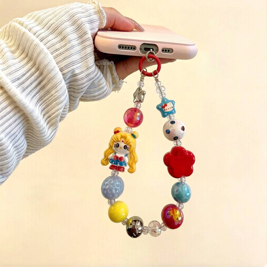LP005-Handmade Beaded Phone Charm | Cute Y2K Phone Strap | Kawaii Cell Phone Accessory