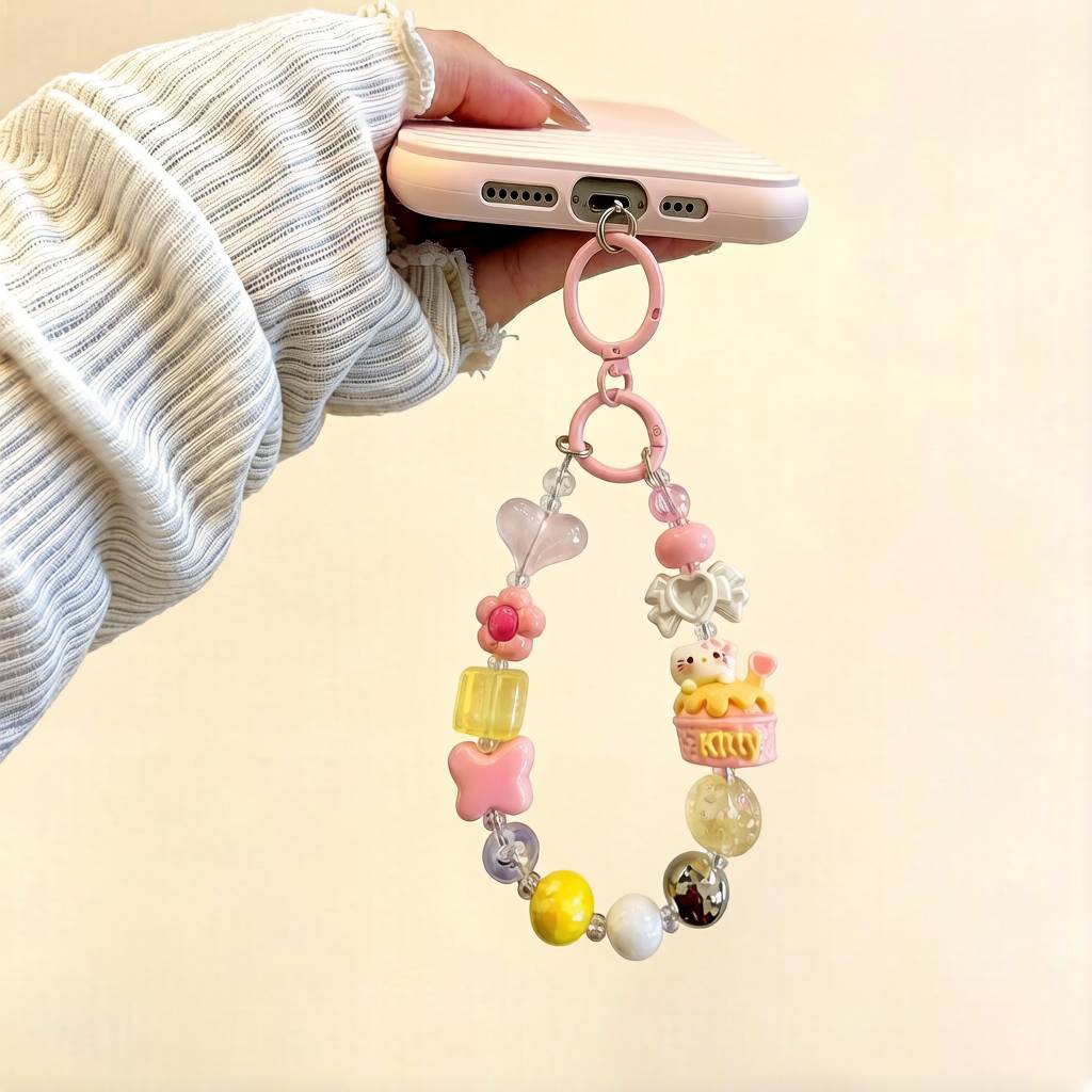 LP007-Handmade Beaded Phone Charm | Cute Y2K Phone Strap | Kawaii Cell Phone Accessory