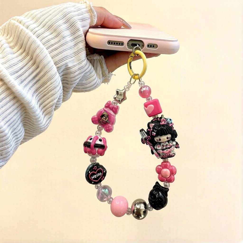 LP010-Handmade Beaded Phone Charm | Cute Y2K Phone Strap | Kawaii Cell Phone Accessory